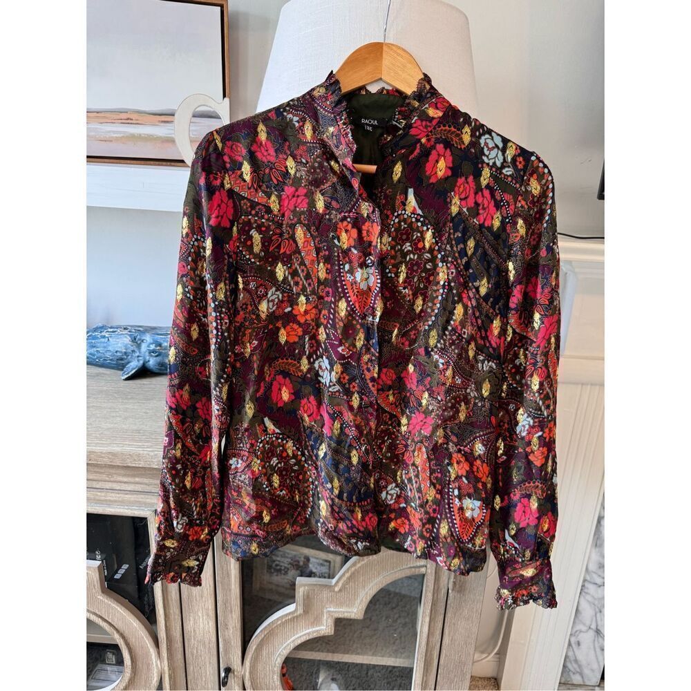 Raoul Paisley Button Down Blouse Size US 6